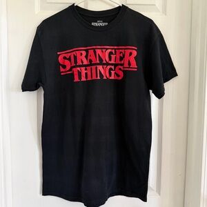 Netflix Stranger Things Black Tee with Red Graphic